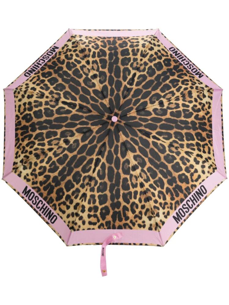 Moschino leopard-print umbrella - Pink Cover