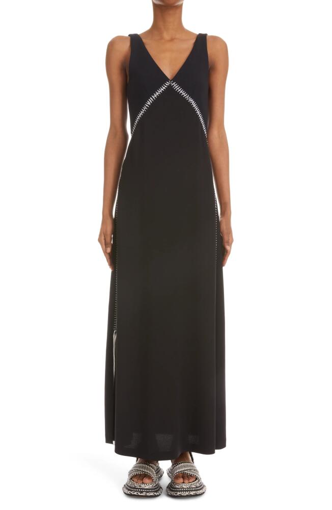 Chloé Embroidered Wool Crepe Maxi Dress in Black Cover