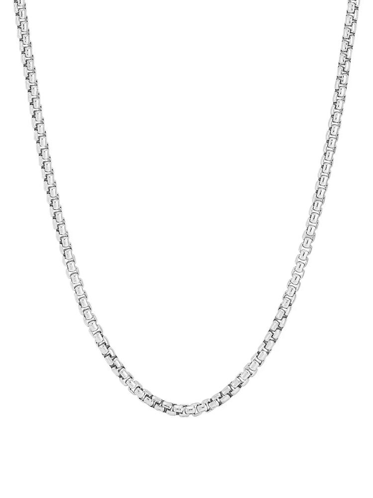 Saks Fifth Avenue Made in Italy Men's Sterling Silver Oval Box Chain Necklace Cover