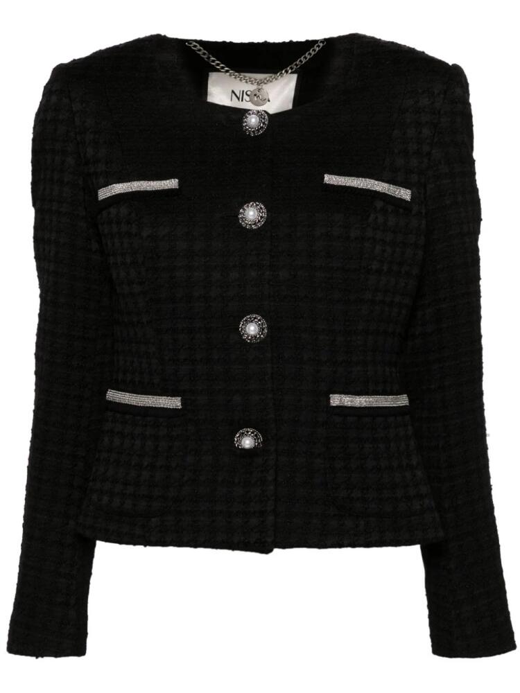 NISSA chain-detailing bouclé jacket - Black Cover