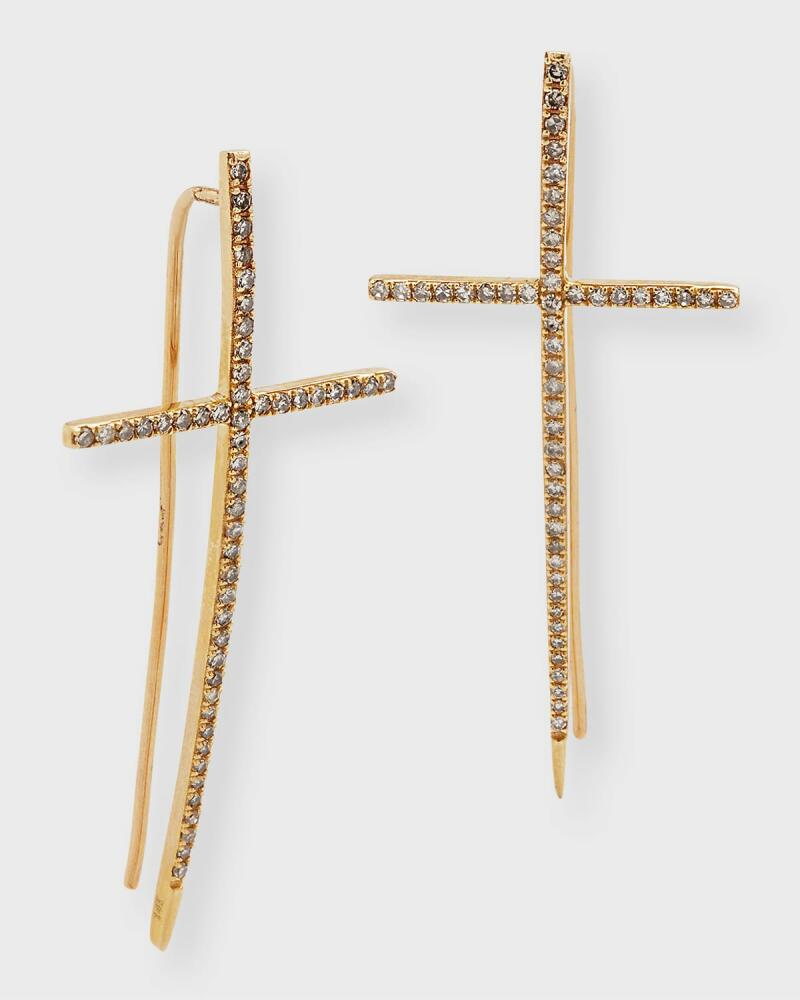 Sheryl Lowe 14K Yellow Gold Pave Cross Spike Earrings Cover