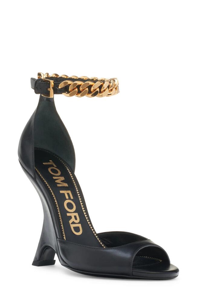 TOM FORD Chain Detail Wedge Sandal in Black Cover