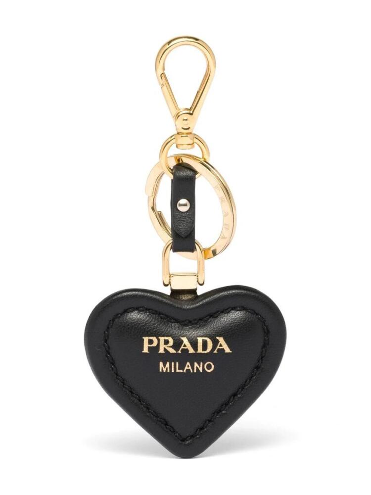 Prada heart-motif leather keyring - Black Cover