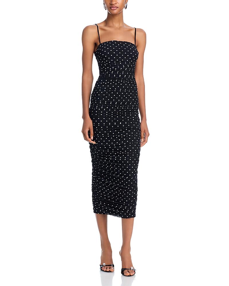 Afrm Hazel Printed Ruched Midi Dress Cover