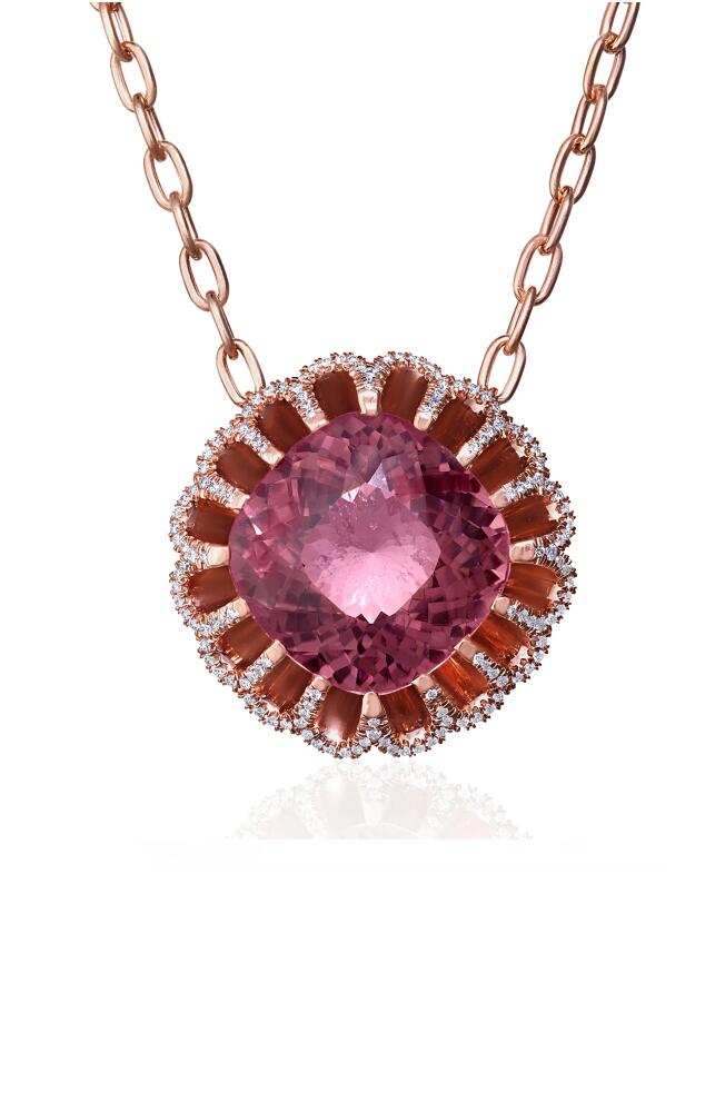 Mindi Mond Floating Pink Tourmaline & Diamond Pendant Necklace in Rose/Diamond/Tourmaline Cover