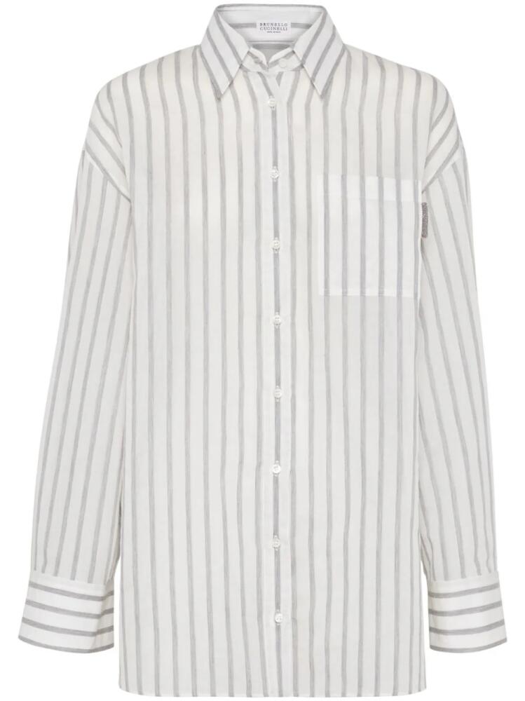 Brunello Cucinelli striped long-sleeve shirt - White Cover