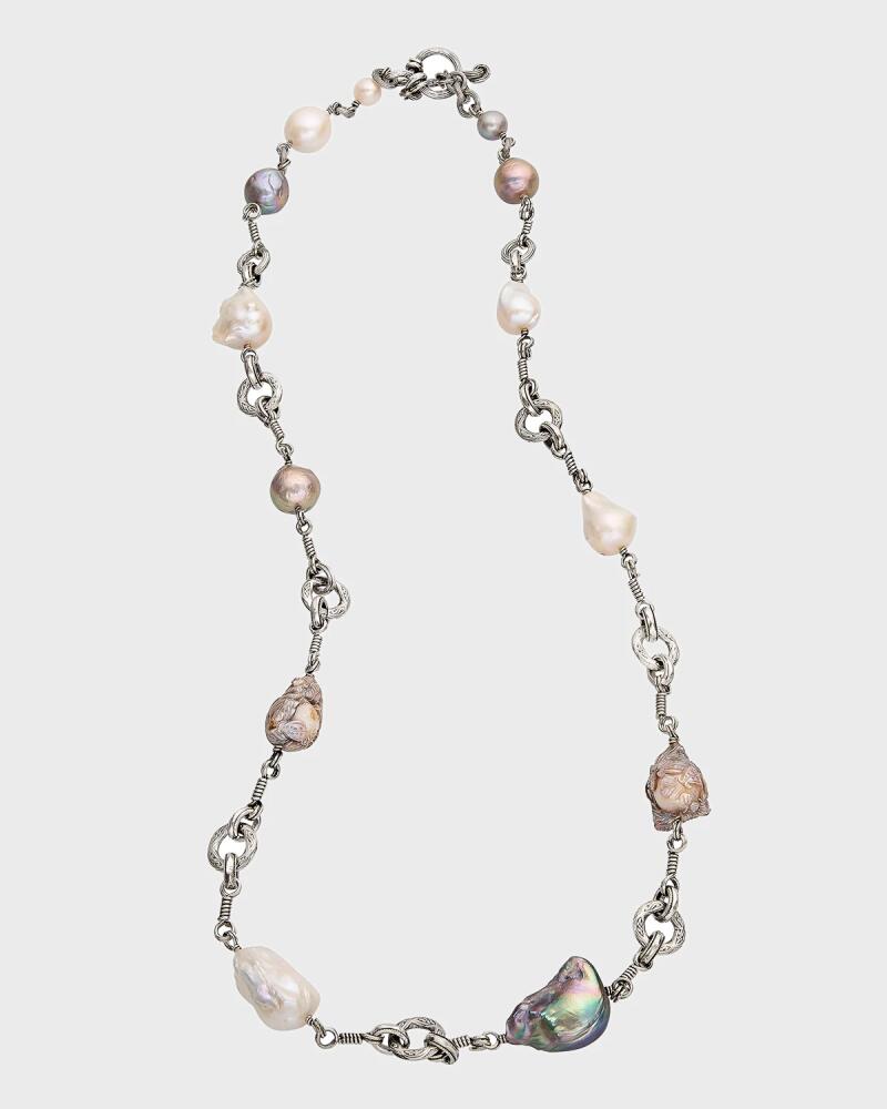 Stephen Dweck Hand-Carved Baroque Multihued Pearl Necklace in Sterling Silver Cover