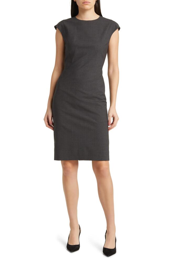 BOSS Dironah Virgin Wool Sheath Dress in Charcoal Cover