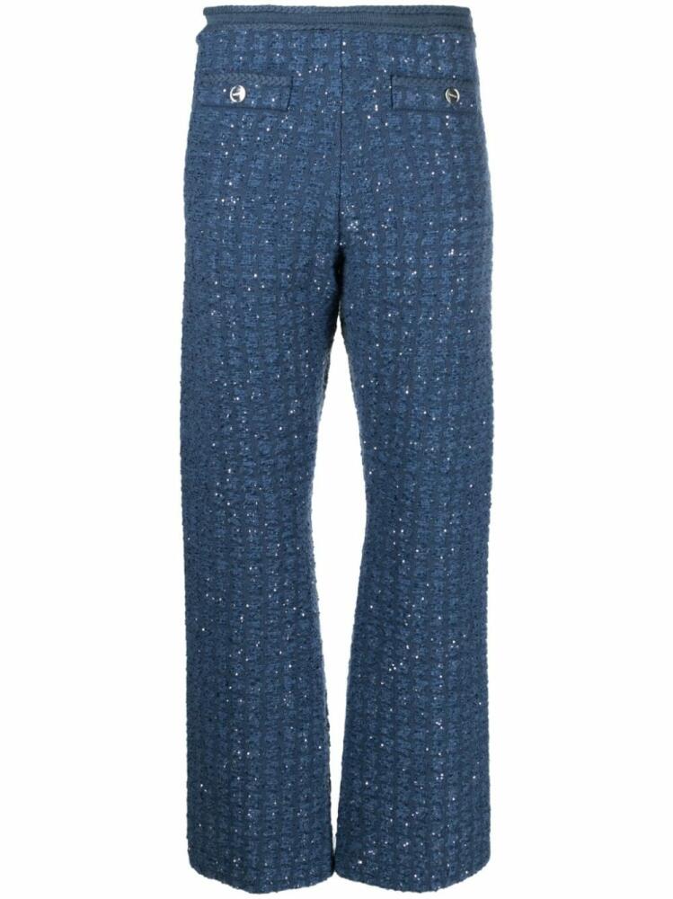 SANDRO sequin-embellished straight-leg trousers - Blue Cover