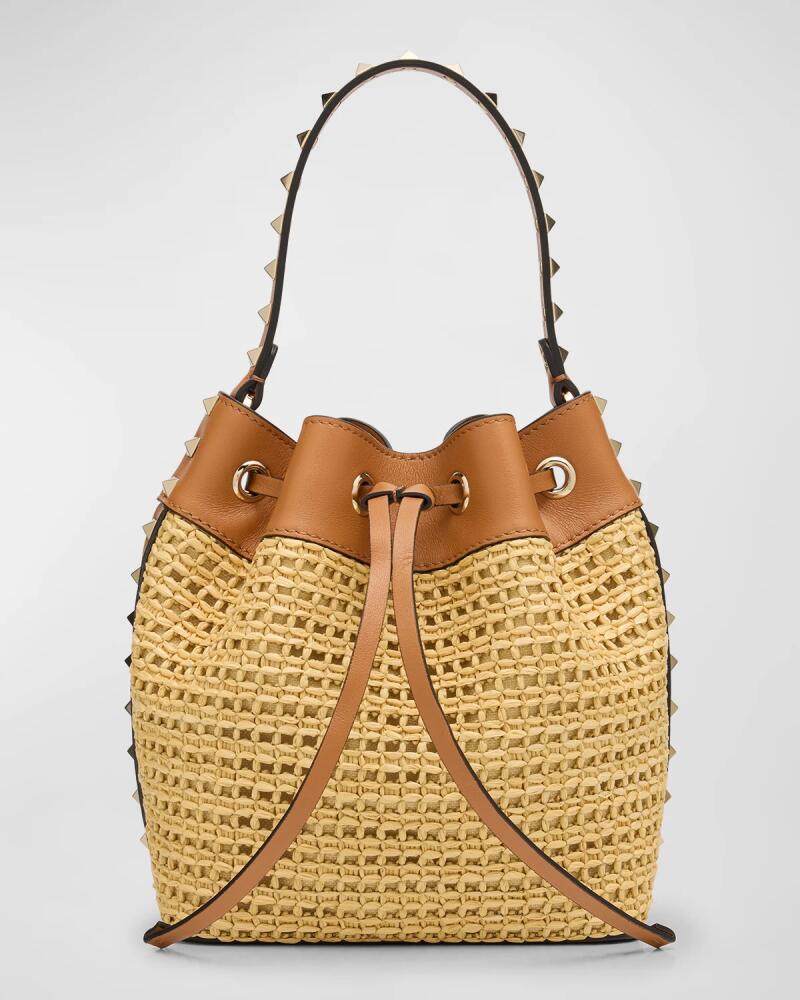 Valentino Garavani Rockstud Woven Leather Bucket Bag Cover