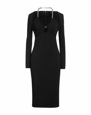 Just Cavalli Woman Midi dress Black Polyester, Rubber Cover