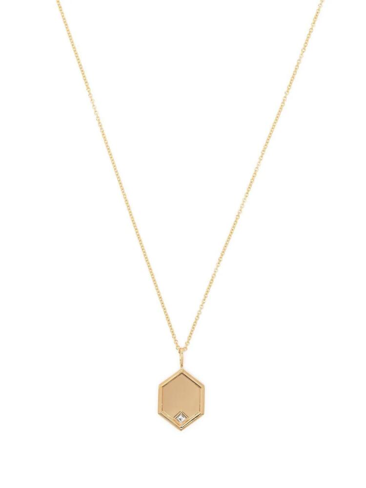 Lizzie Mandler Fine Jewelry 18kt yellow gold Hexagon charm diamond necklace Cover