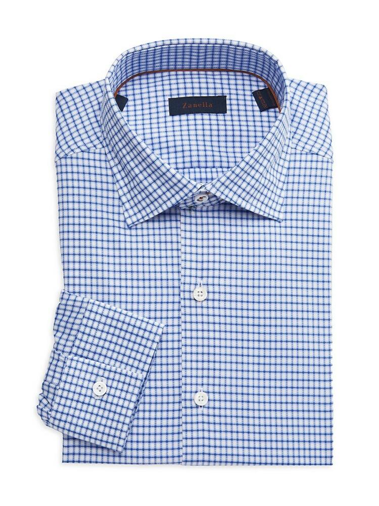 Zanella Men's Checked Dress Shirt - Teal Cover