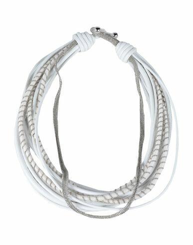 Fabiana Filippi Woman Necklace White Soft Leather, Metal Cover