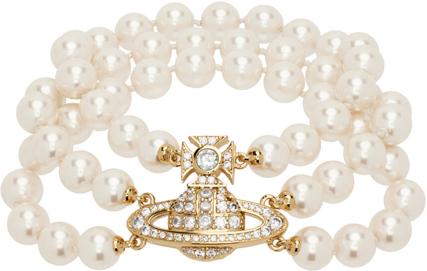 Vivienne Westwood White Graziella Three Row Pearl Bracelet Cover