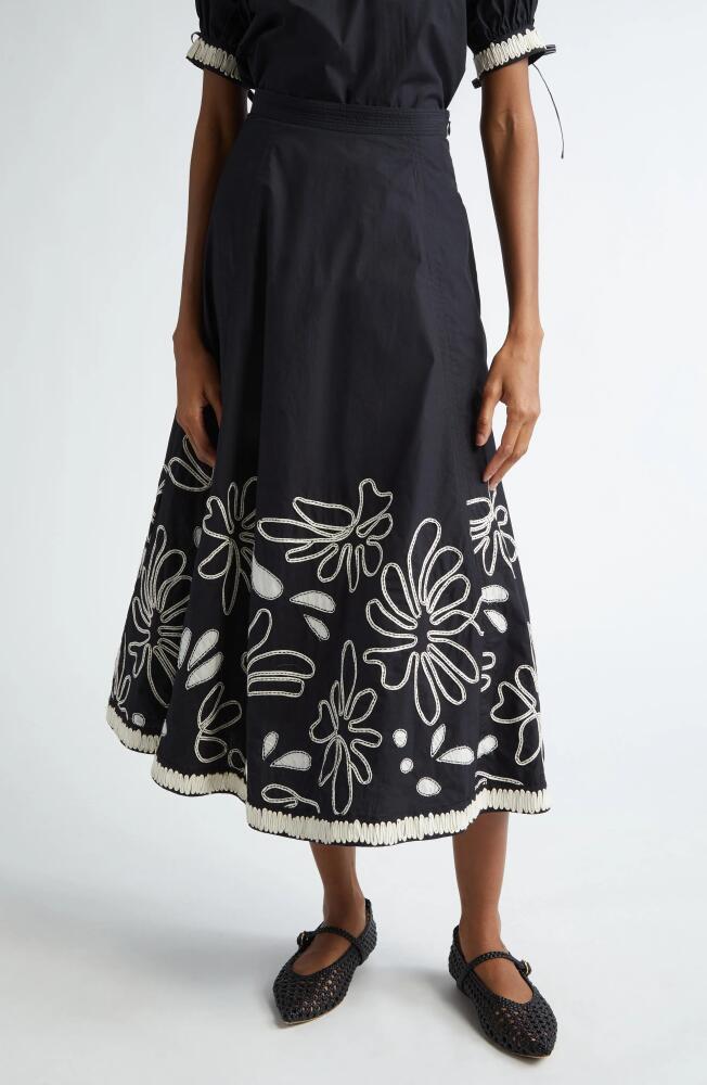 Ulla Johnson Layla Floral Cotton Maxi Skirt in Raven Cover