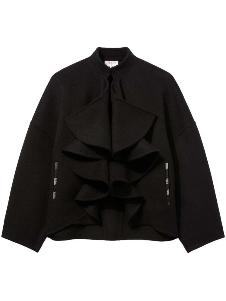 PUCCI ruffled-placket wool jacket - Black Cover