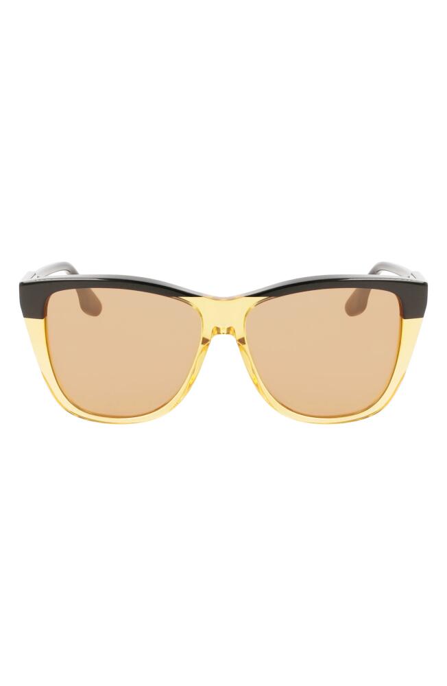 Victoria Beckham 57mm Gradient Lens Cat Eye Sunglasses in Black-Champagne Cover