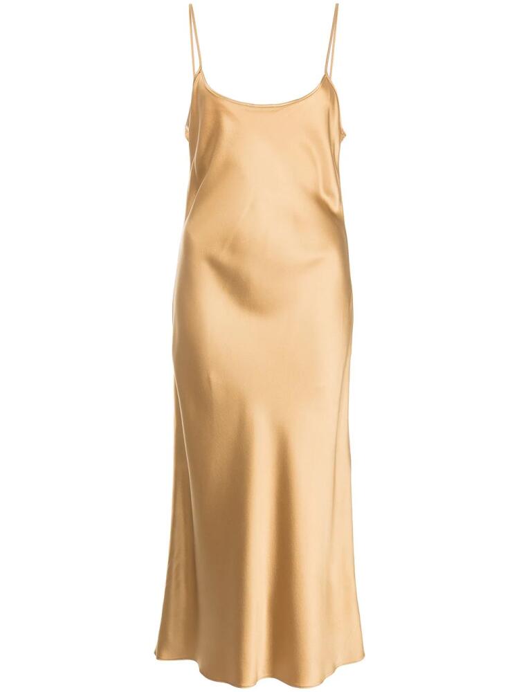 VOZ metallic silk midi slip dress - Gold Cover