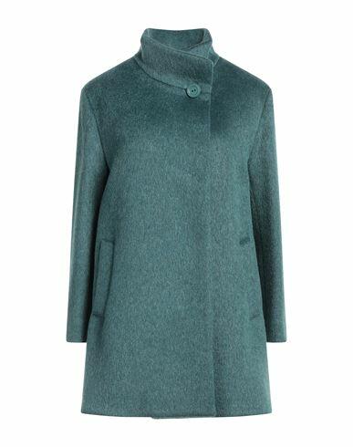 Cinzia Rocca Woman Coat Emerald green Virgin Wool, Mohair wool, Polyamide Cover