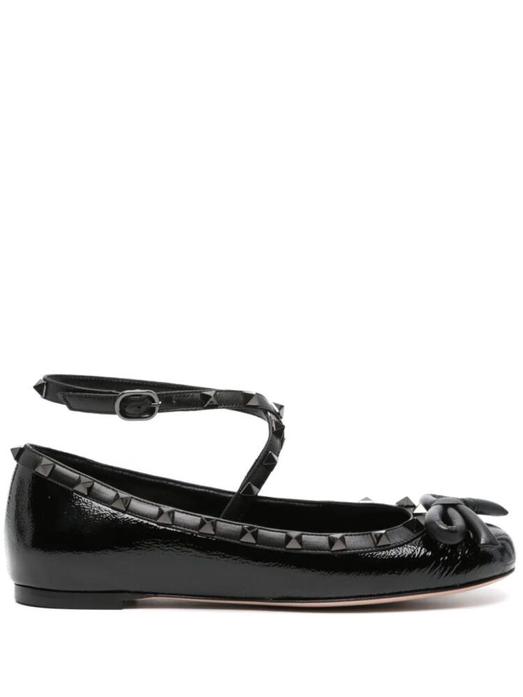 Valentino Garavani Rockstud leather ballet flats - Black Cover