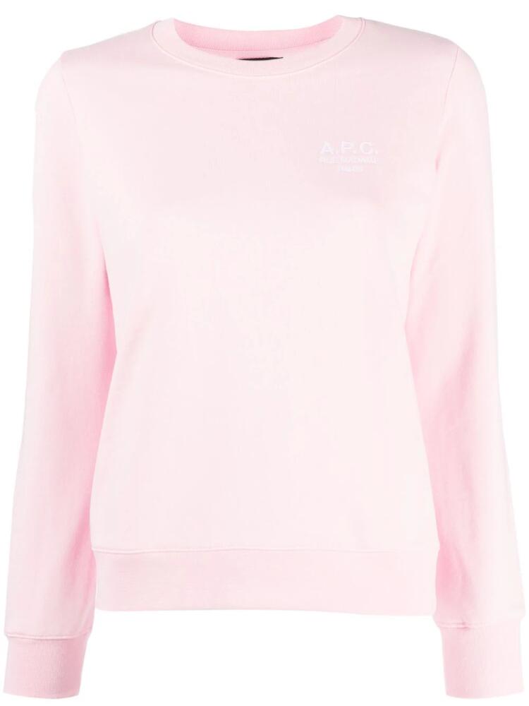 A.P.C. logo-embroidered long-sleeve T-shirt - Pink Cover