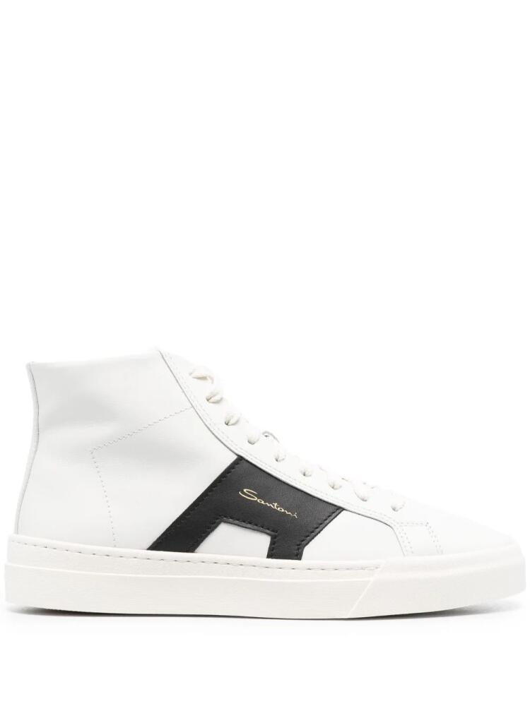 Santoni logo-lettering high-top sneakers - White Cover