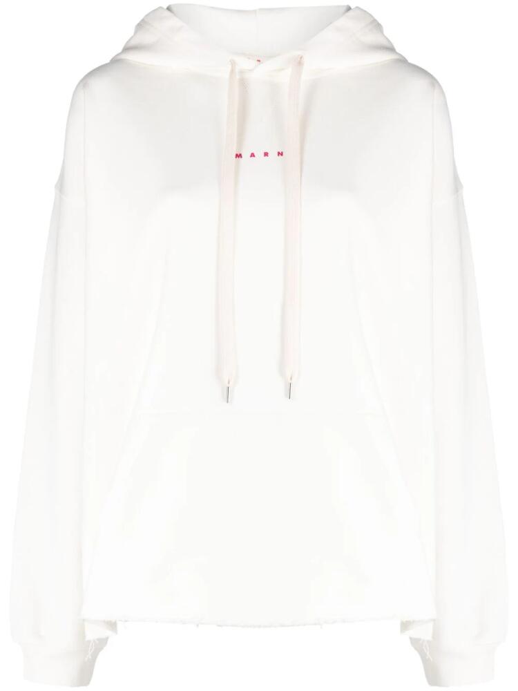 Marni logo-print cotton hoodie - White Cover