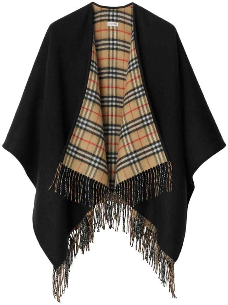 Burberry check wool reversible cape - Black Cover