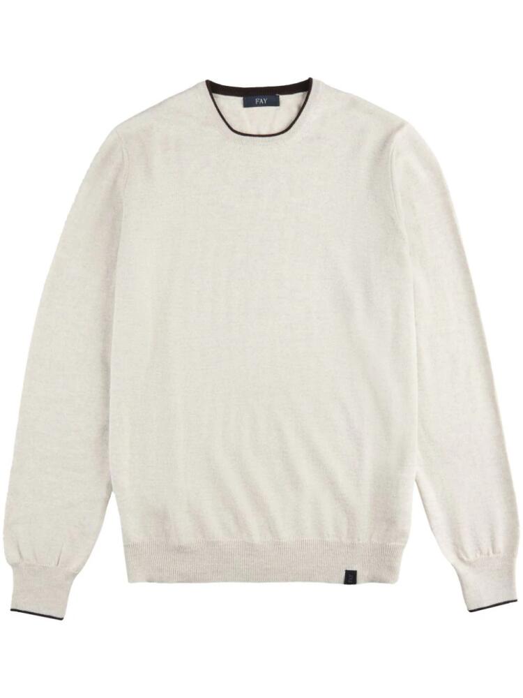 Fay round-neck virgin wool sweater - White Cover