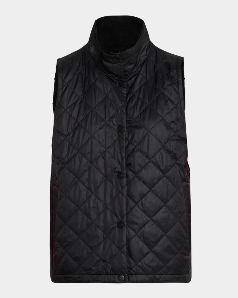 Eileen Fisher Reversible Quilted Stand-Collar Vest Cover