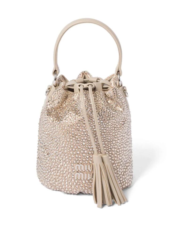 Miu Miu glass-crystal bucket bag - Neutrals Cover