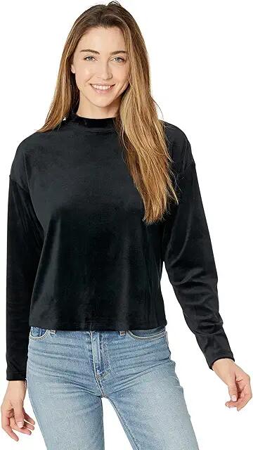 1.STATE Drop Shoulder High Neck Top (Rich Black) Women's Sweater Cover