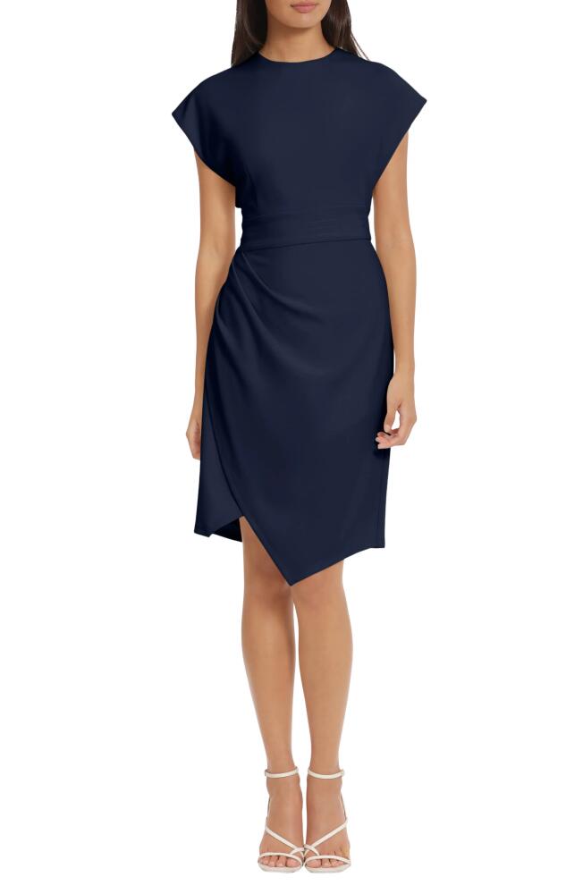 DONNA MORGAN FOR MAGGY Side Gathered Sheath Dress in Twilight Navy Cover