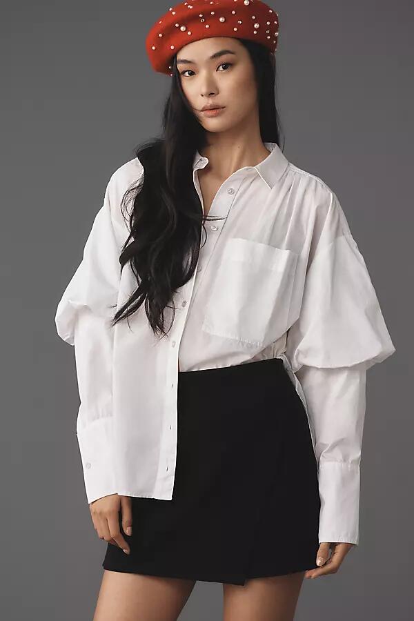 Pilcro Slouchy Poet-Sleeve Buttondown Shirt Cover