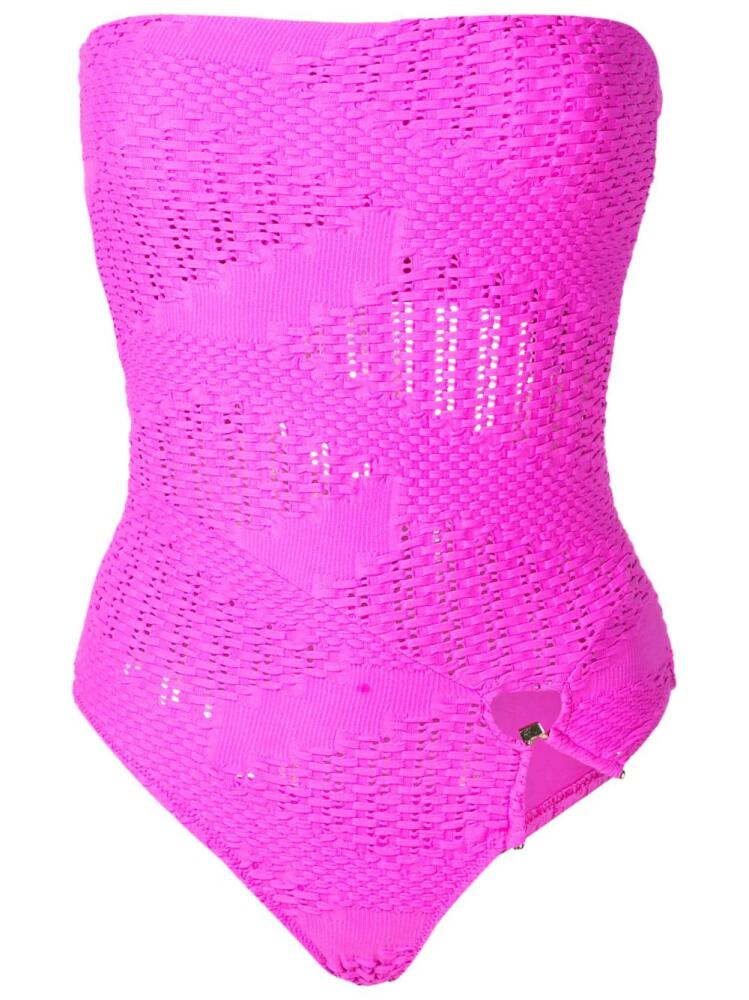 Amir Slama open-knit bandeau one-piece - Pink Cover