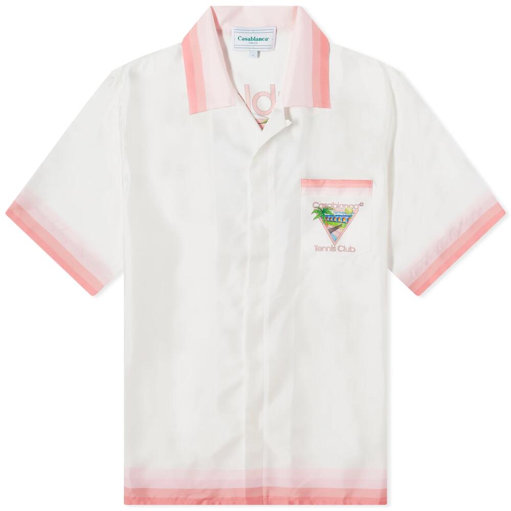 Casablanca Men's Tennis Club Short Sleeve Silk Shirt in White Cover