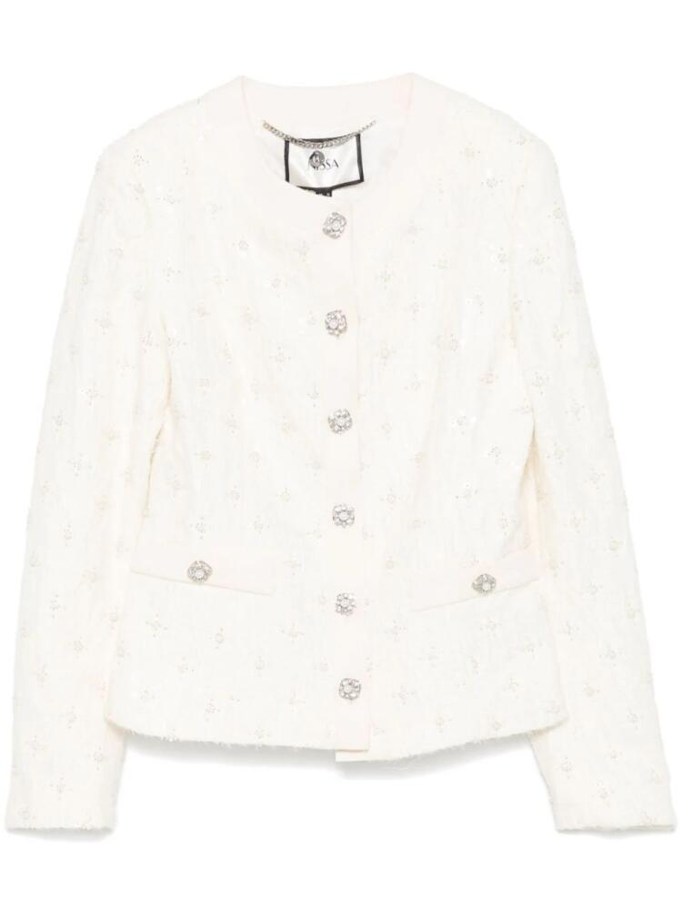 NISSA embroidered jacquard jacket - White Cover