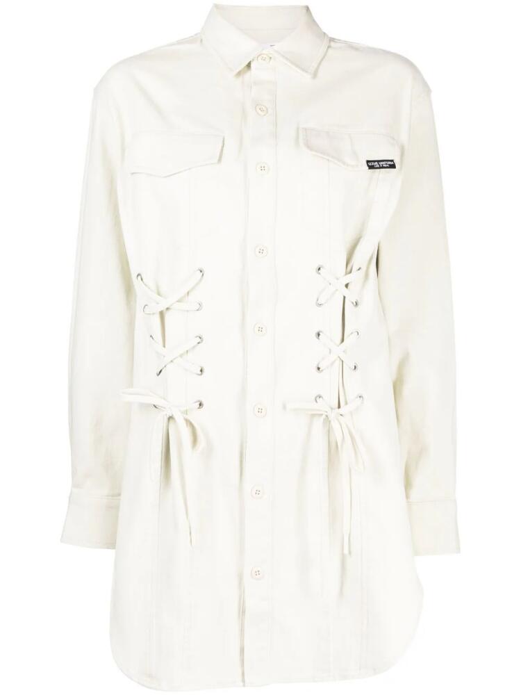 izzue tie-front shirt dress - White Cover