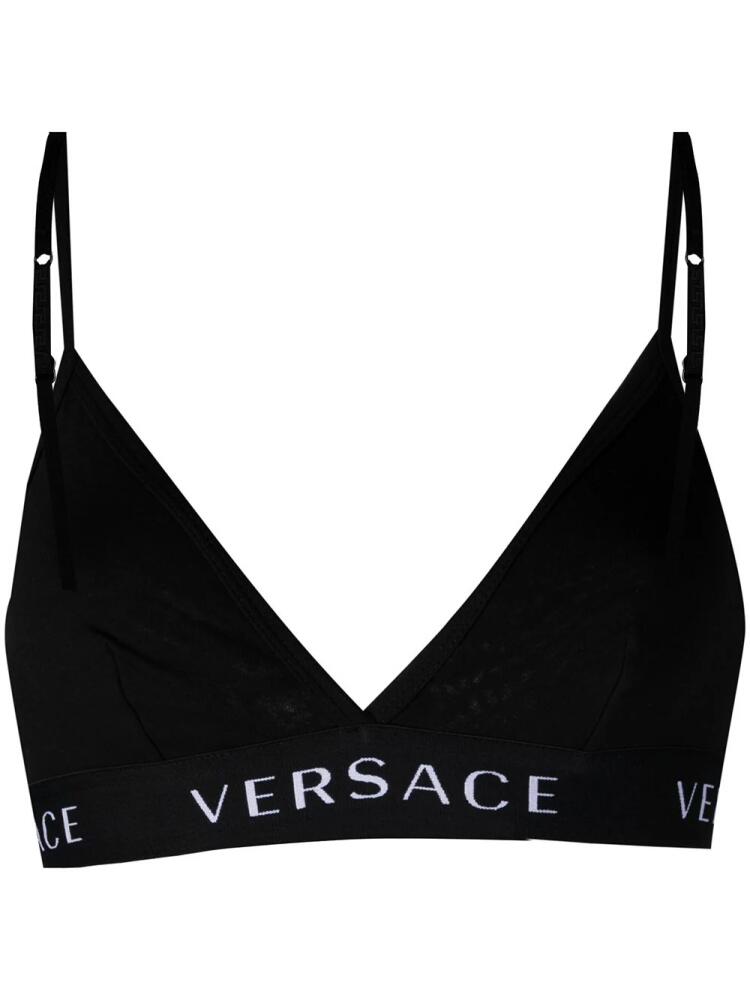 Versace logo-band soft triangle bra - Black Cover