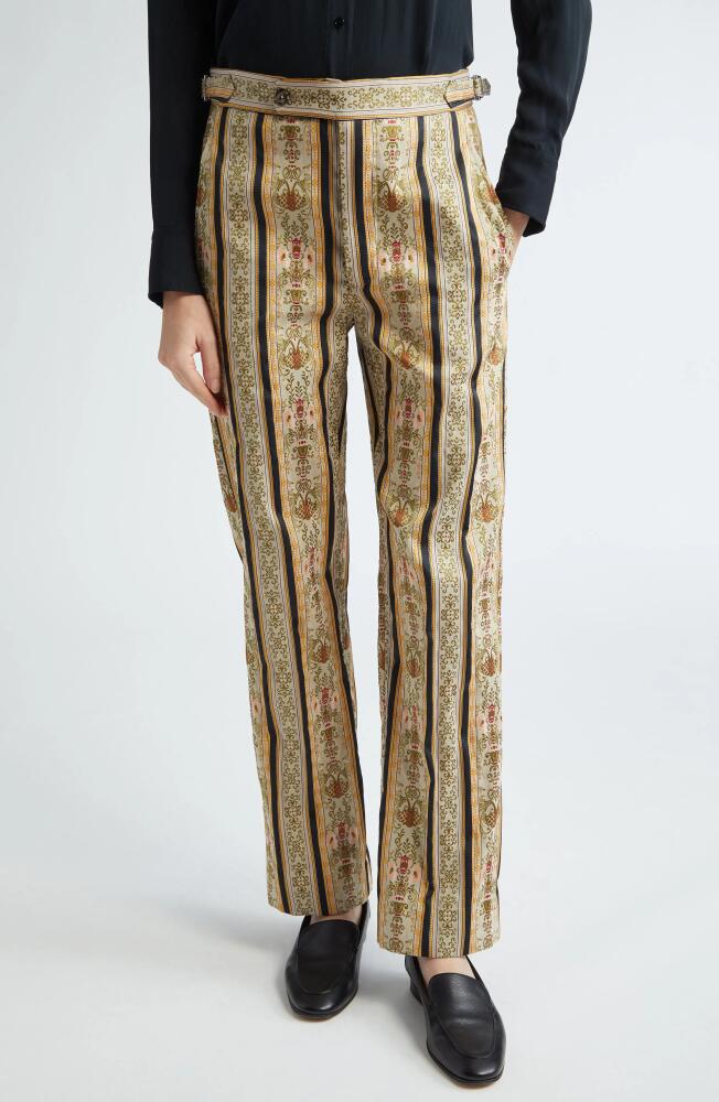 Bode Floret Brocade Trousers in Brown Multi Cover