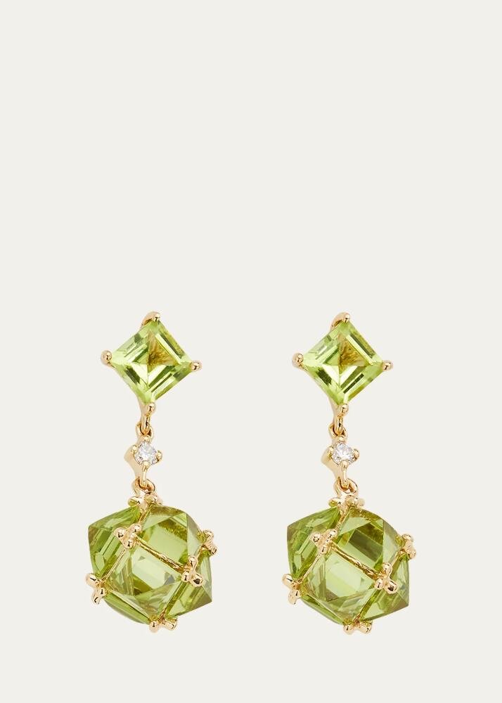 Stefere Yellow Gold Peridot Drop Earrings Cover