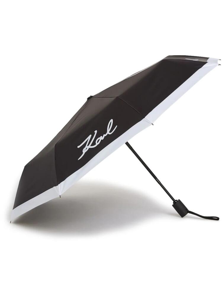 Karl Lagerfeld Signature logo-print umbrella - Black Cover