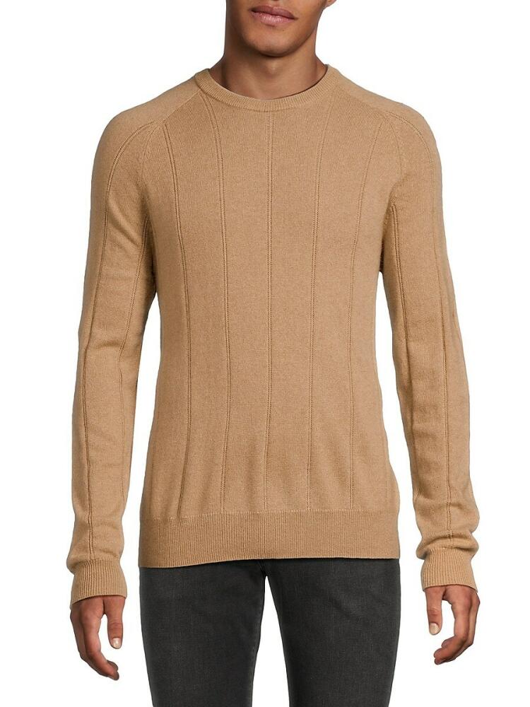 Amicale Men's Textured Striped Cashmere Sweater - Camel Cover