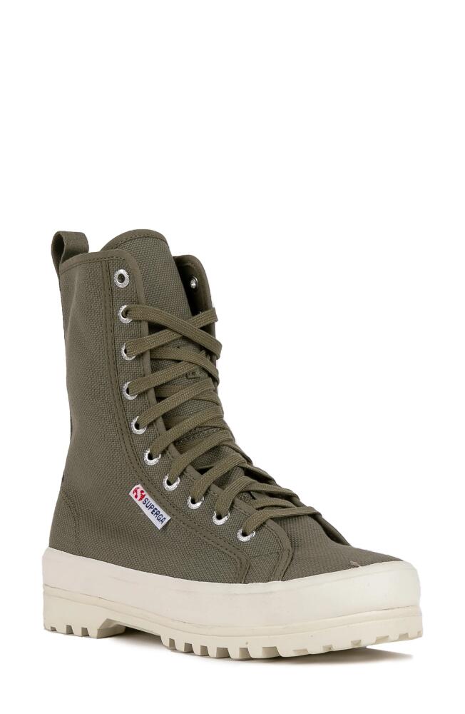 Superga 2641 Alpina High Top Sneaker in Green Safari-F Avorio Cover