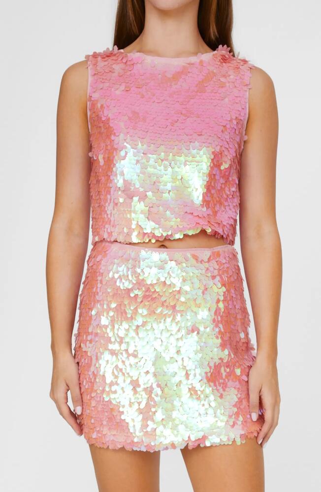 NASTY GAL Iridescent Disc Sequin Crop Top in Pink Cover