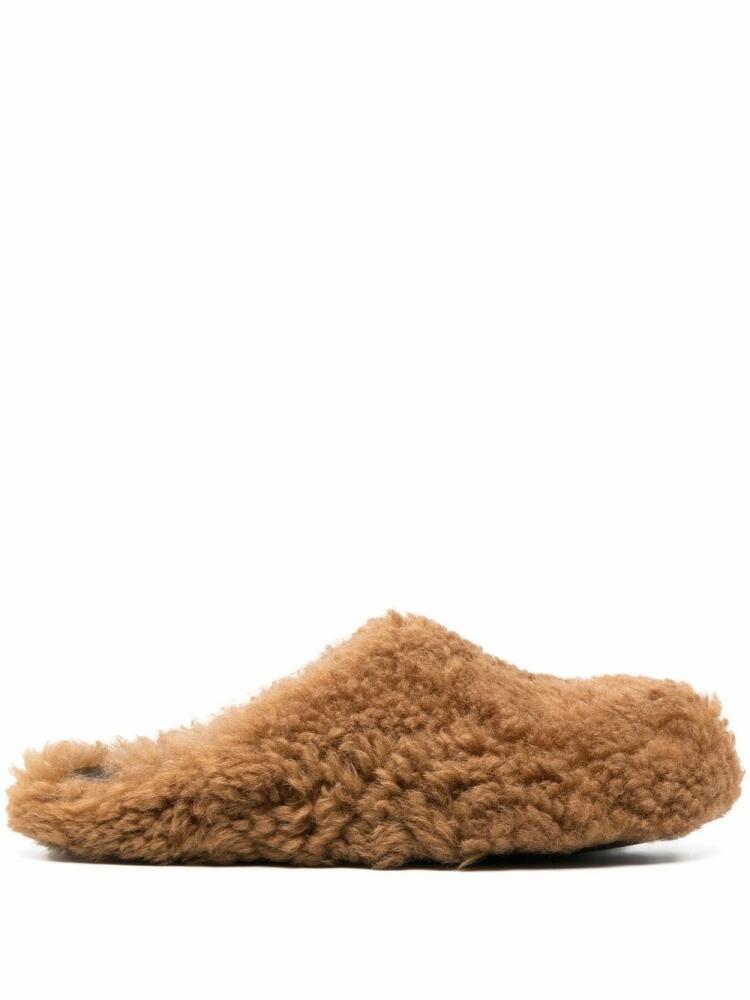 Marni round-toe shearling slippers - Brown Cover