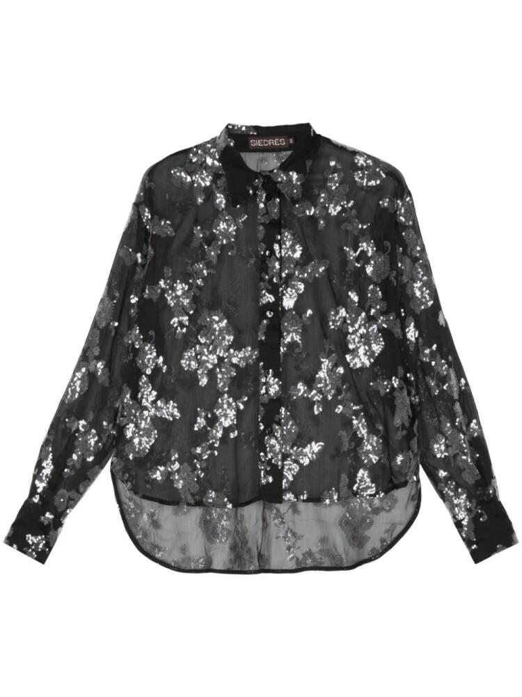 SIEDRES Genni sequinned shirt - Black Cover