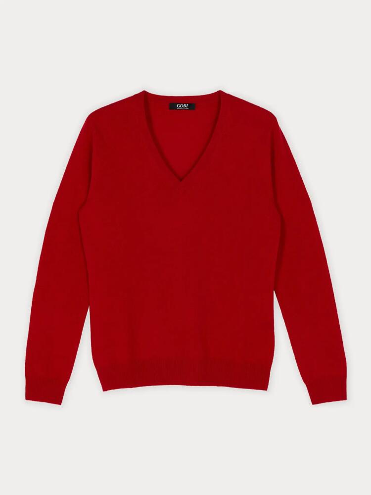 Gobi Cashmere V-Neck Sweater in Red Cover