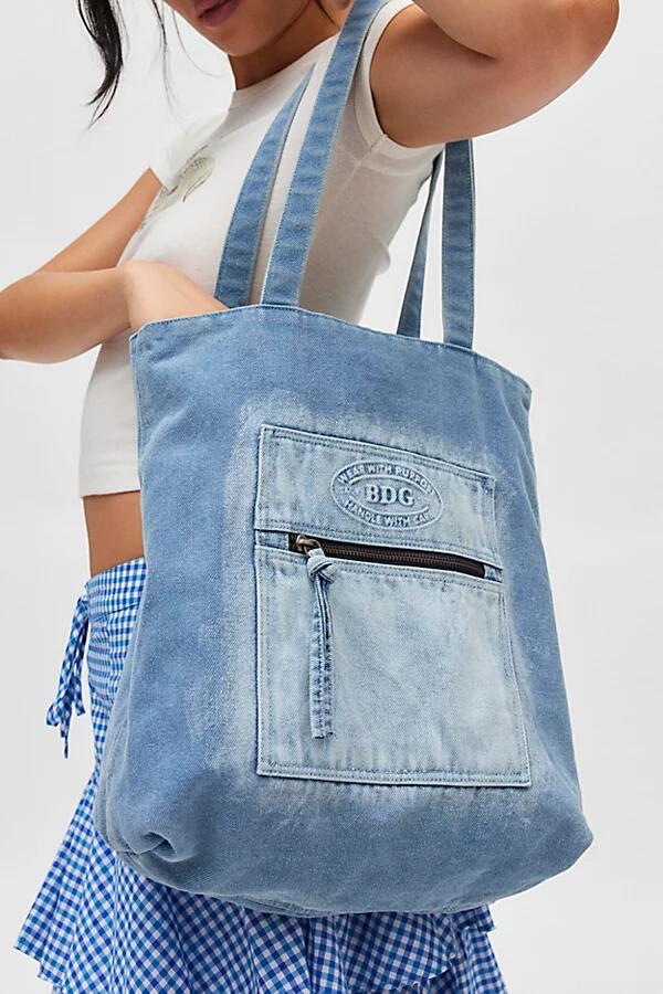 BDG Washed Denim Tote Bag in Light Bleach Wash Denim Cover